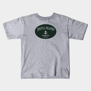 Jekyll Island Georgia Sea Islands Anchor Dark Green Kids T-Shirt